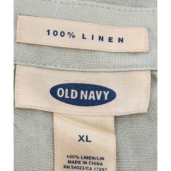 Old Navy Light Blue Green Button Up Collard Top XL Linen Lightweight 3/4 Sleeves - Picture 4 of 4